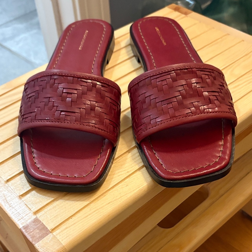 Red Woven Slide Sandals - Women